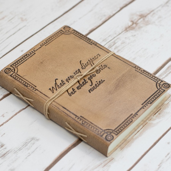 “...but what you write remains" Leather Journal - Picture 4 of 7